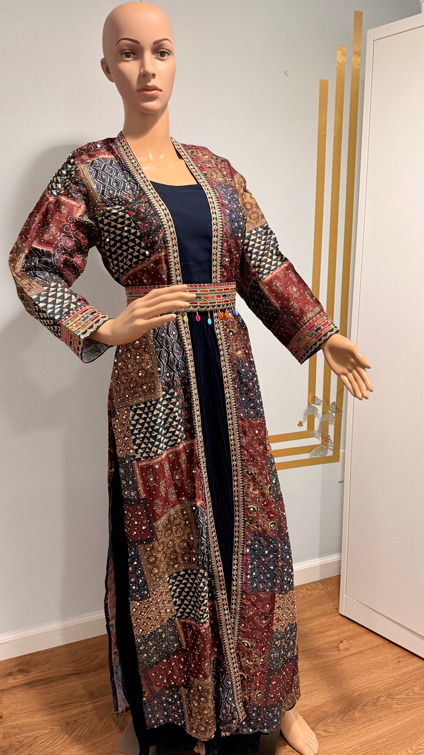Blue Georgette Gown with Stone & Zari Work Jacket – Festive & Party Wear