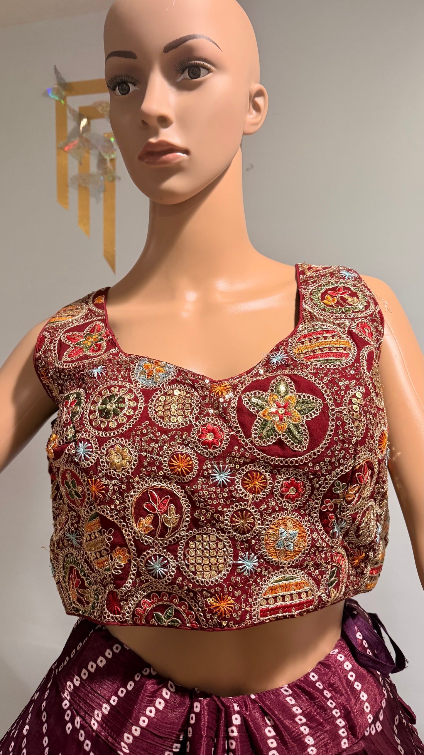 Bandhani Print Roman Silk Chaniya Choli