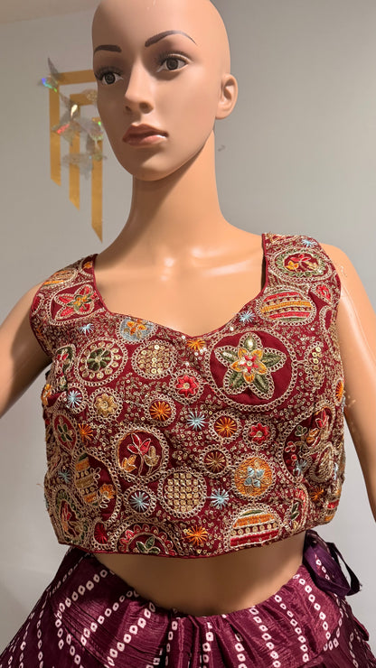 Bandhani Print Roman Silk Chaniya Choli