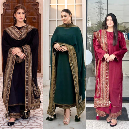 Nooré Royale – Premium Embroidered Silk Suit Set