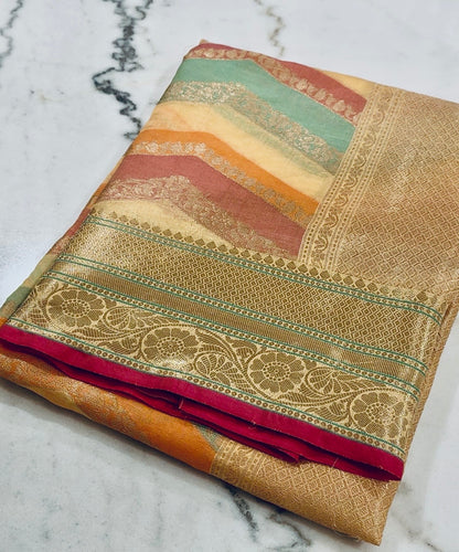 Rajwadi Leheriya Saree with Resham Zari Border