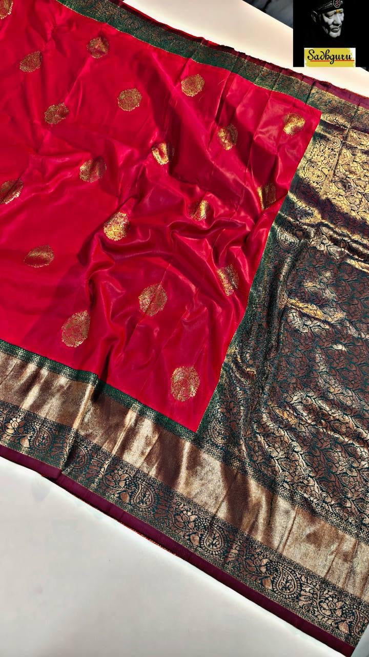Premium Kanjivaram Soft Silk Saree with Copper Zari Weave