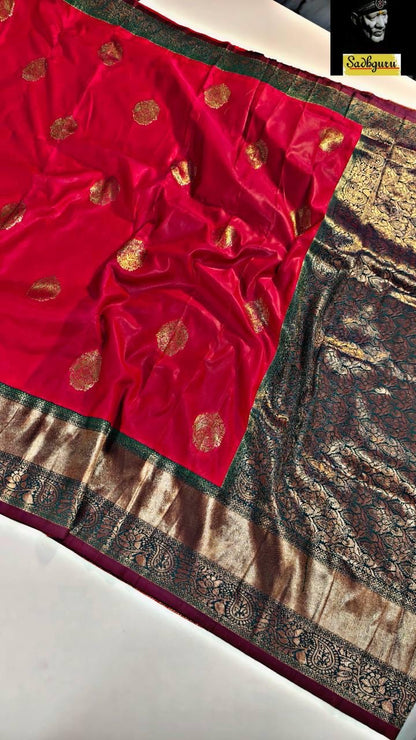 Premium Kanjivaram Soft Silk Saree with Copper Zari Weave