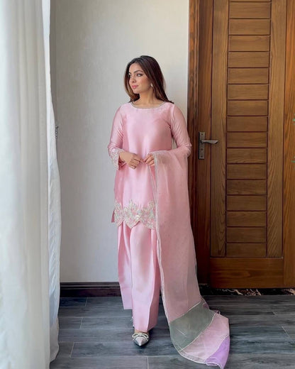 Farshi Palazzo Suit Set with Organza Dupatta