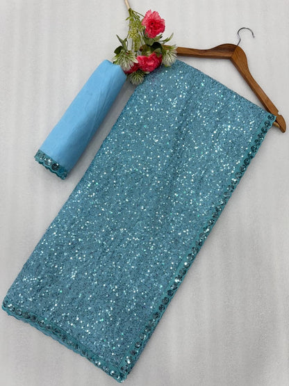 Luxury Bollywood Sequins Saree for Women