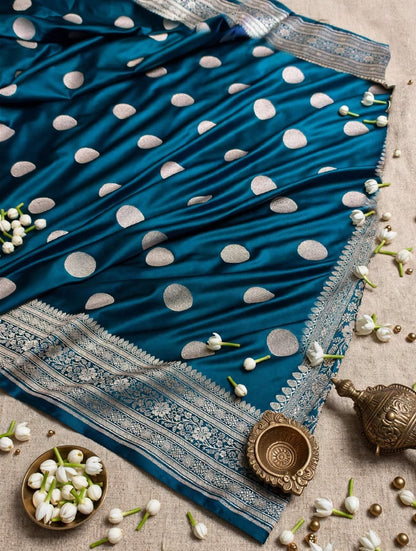 Banarasi Mashroo Katan Silk Saree with Buti Design