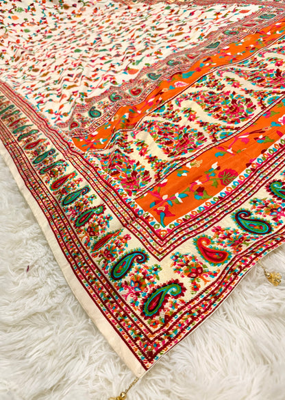 Pashmina Jamewar Silk Saree | Foil Print Pashmina Design