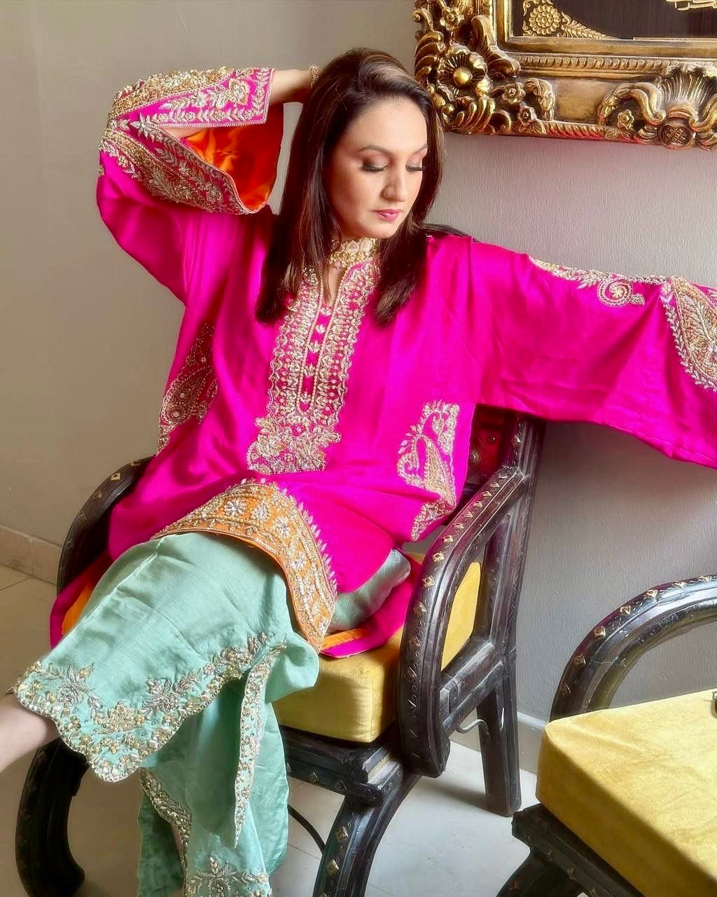 Heavy Chinon Embroidered Plazzo Set with Dupatta |