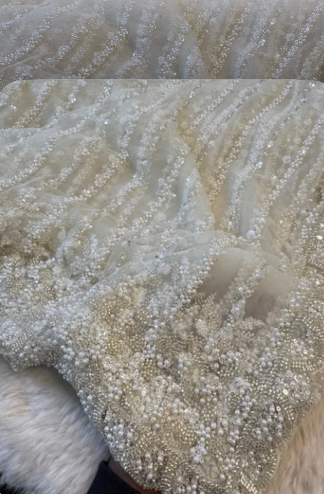 Premium Net Saree with Heavy Pearl & Sequin Embroidery