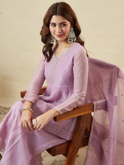 Saugat Crunchy Silk Sharara Set with Heavy Embroidery Dupatta