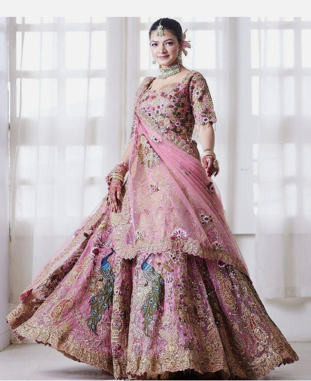 Rajwadi Fox Georgette Bridal Lehenga | The Enchanted "Mayuri" Bridal Lehenga Set