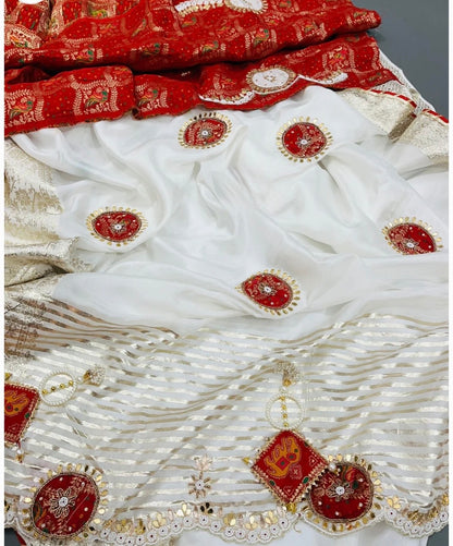 The Rajasthani-Gujrati Charm of the Pure Russian Chit Pallu Saree