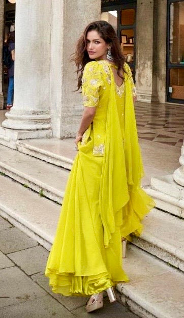 BELA Organza Silk 3-Piece Designer Plazzo Set