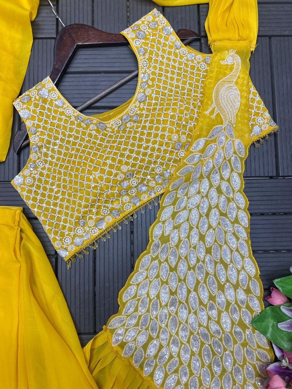 Peacock Embroidered Ready To Wear Saree