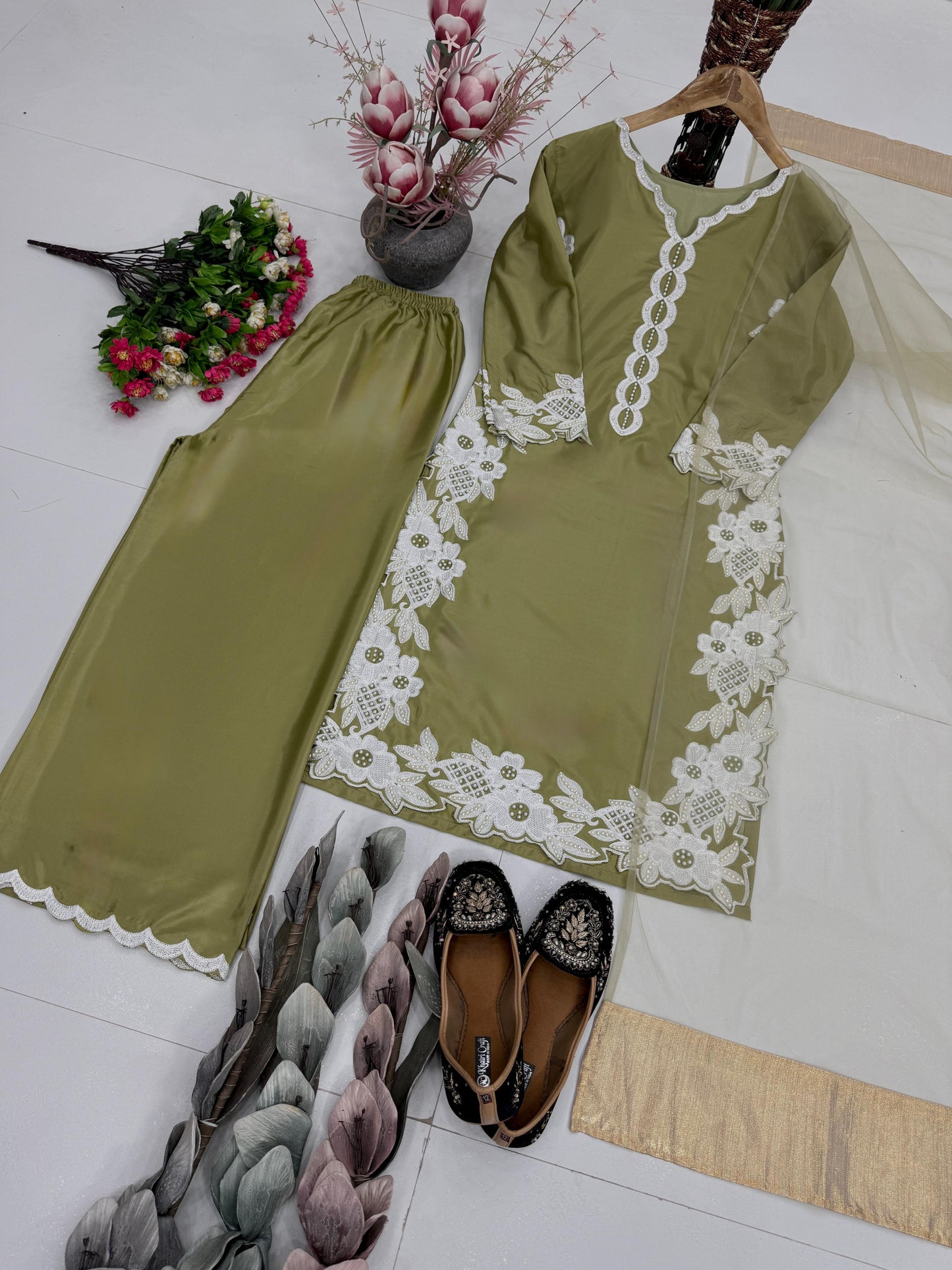 Nooréva Pearl Silk Palazzo Suit Set