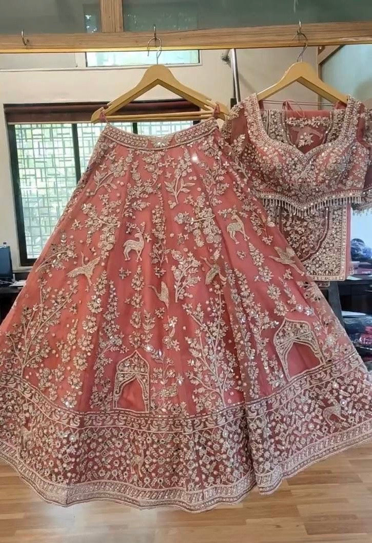 Bridal Heavy Embroidery Mirror Work Lehenga Choli Set