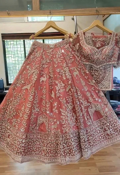 Bridal Heavy Embroidery Mirror Work Lehenga Choli Set