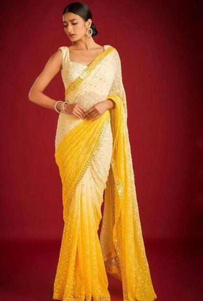 Elegant Georgette Sequence Saree with Matching Running Blouse