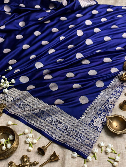 Banarasi Mashroo Katan Silk Saree with Buti Design