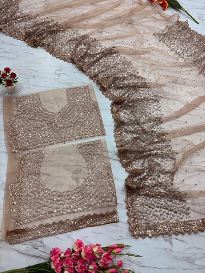 Premium Butterfly Net Embroidered Sequins Saree with Silk Inner & Designer Blouse