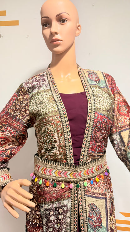 Blue Georgette Gown with Stone & Zari Work Jacket – Festive & Party Wear