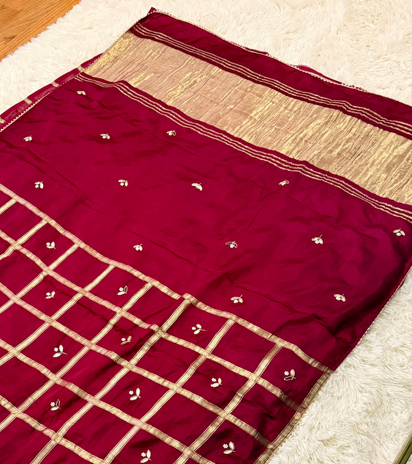 Pure Gajji Silk Saree – Maroon Saree