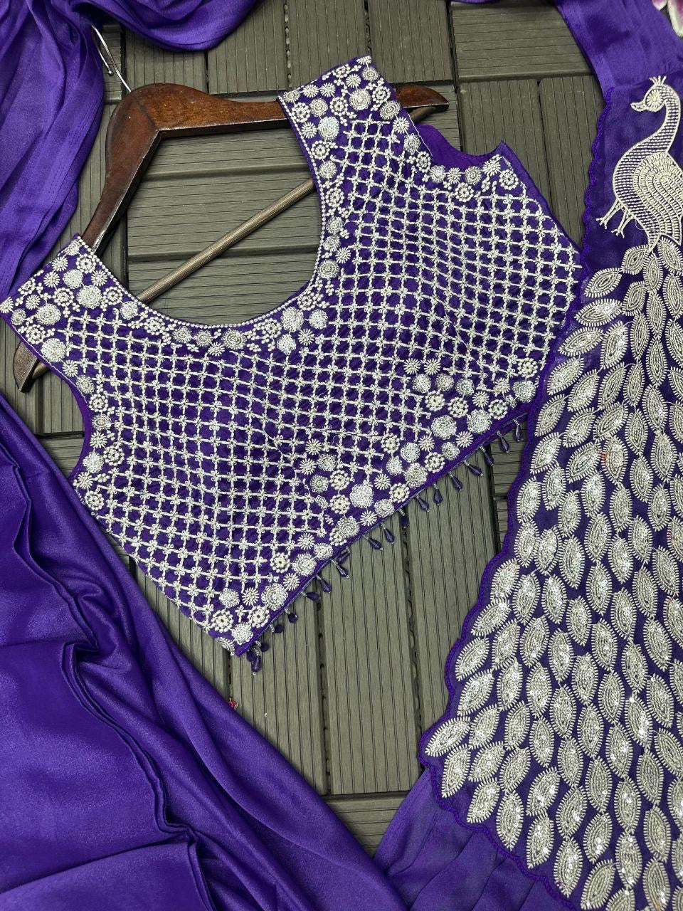 Peacock Embroidered Ready To Wear Saree