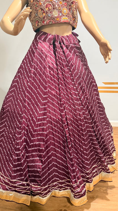 Bandhani Print Roman Silk Chaniya Choli