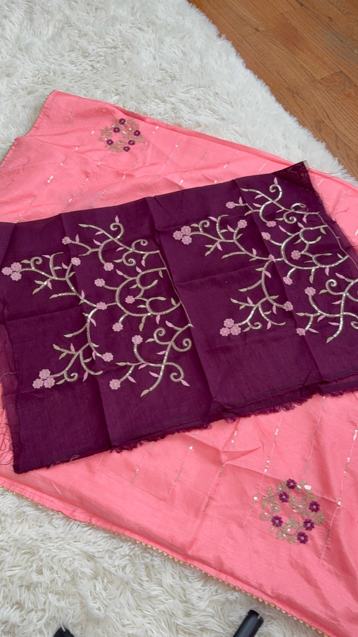 Elegant Dola Silk Saree with Sequins & Thread Embroidery