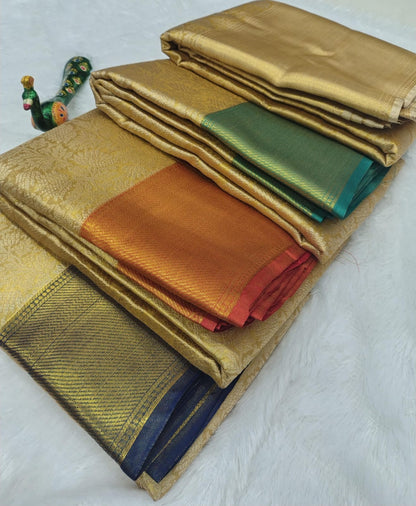 Golden Grace Royal Heritage Soft Tissue Silk Saree with Rich Pallu & Jacquard Work