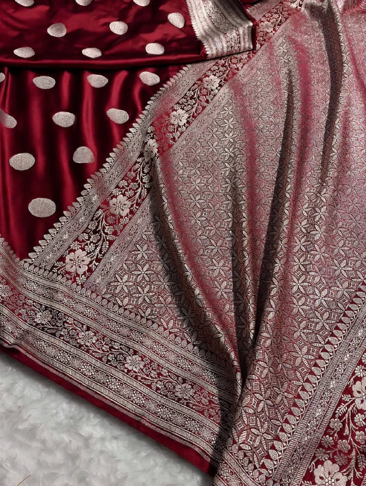 Banarasi Mashroo Katan Silk Saree with Buti Design
