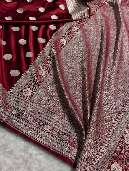Banarasi Mashroo Katan Silk Saree with Buti Design