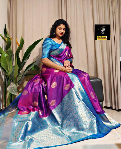 Premium Kanjivaram Soft Silk Saree with Copper Zari Weave