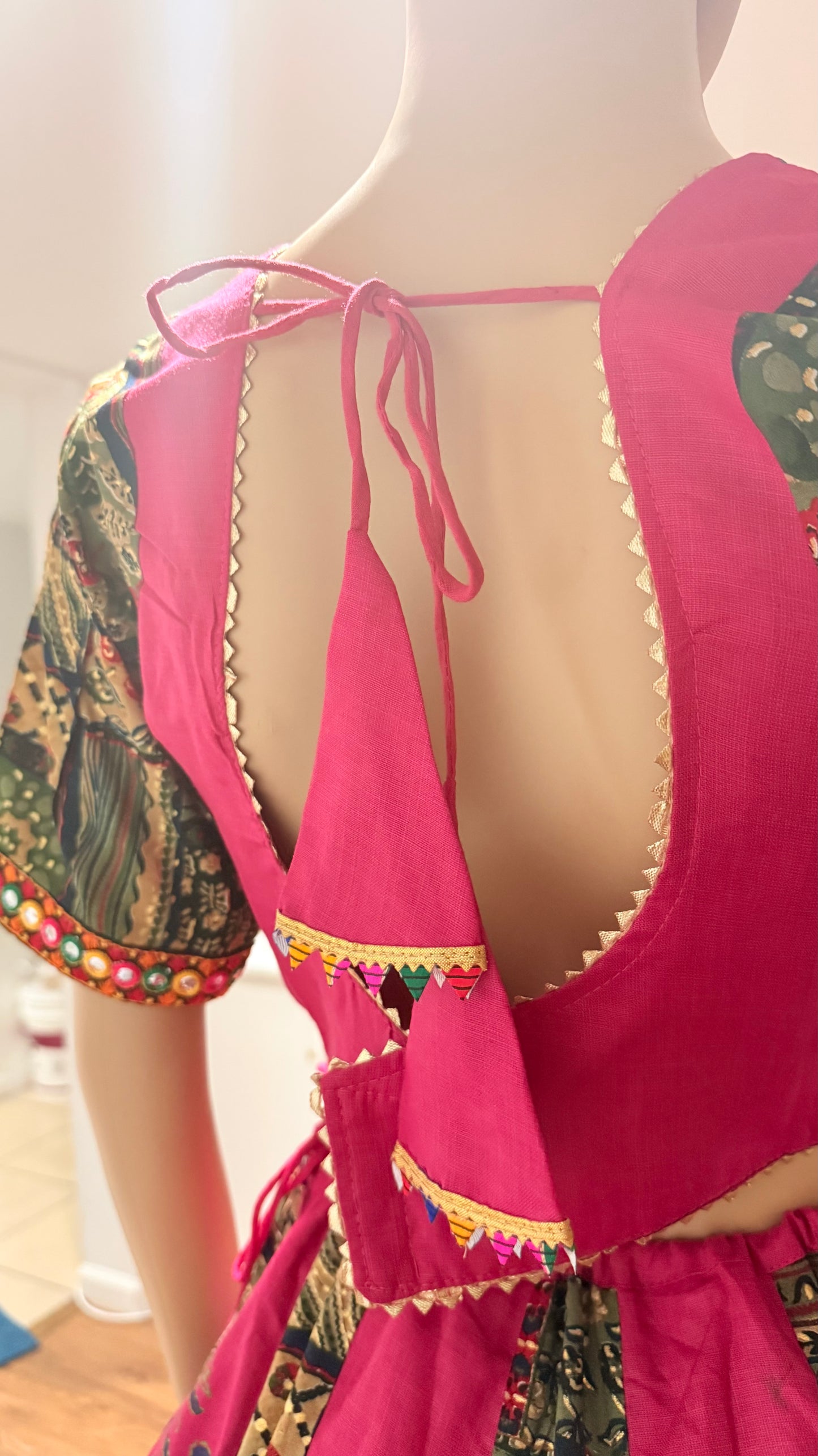 Pure Camric Cotton Lehenga Choli with Mal Cotton Handblock Dupatta – 8 Mtr Flare