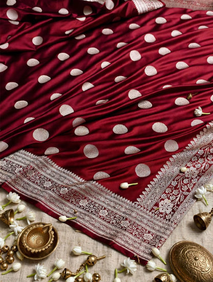 Banarasi Mashroo Katan Silk Saree with Buti Design