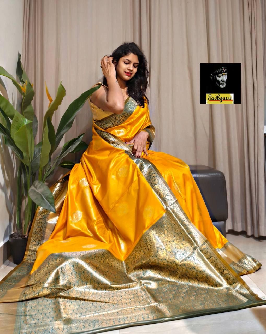 Premium Kanjivaram Soft Silk Saree with Copper Zari Weave
