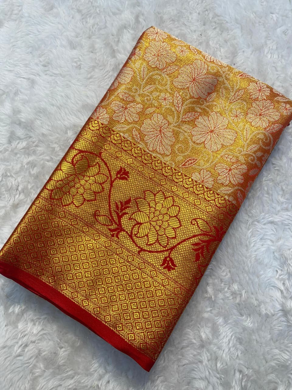 Decorative fabric with floral patterns on a textured surface