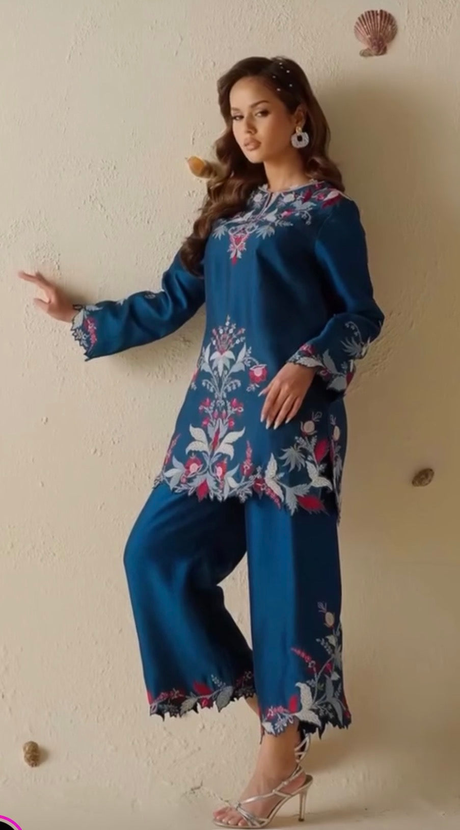 Designer Embroidered French Crepe Co-Ord Set
