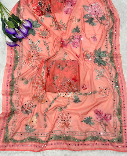 Celebrity Inspired Digital Printed Tebby Silk Saree