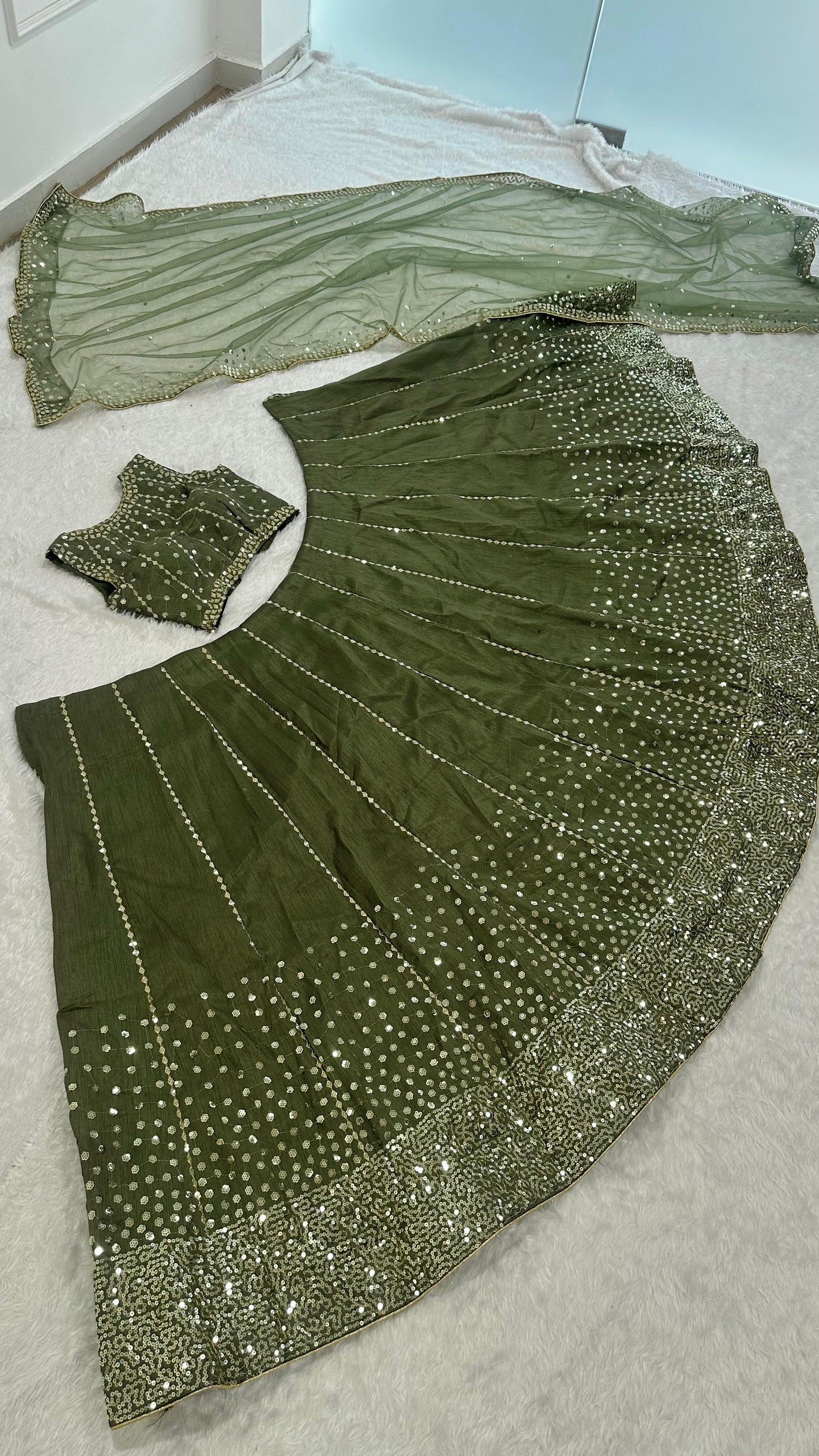 Olive Stardust Royale Lehenga Set