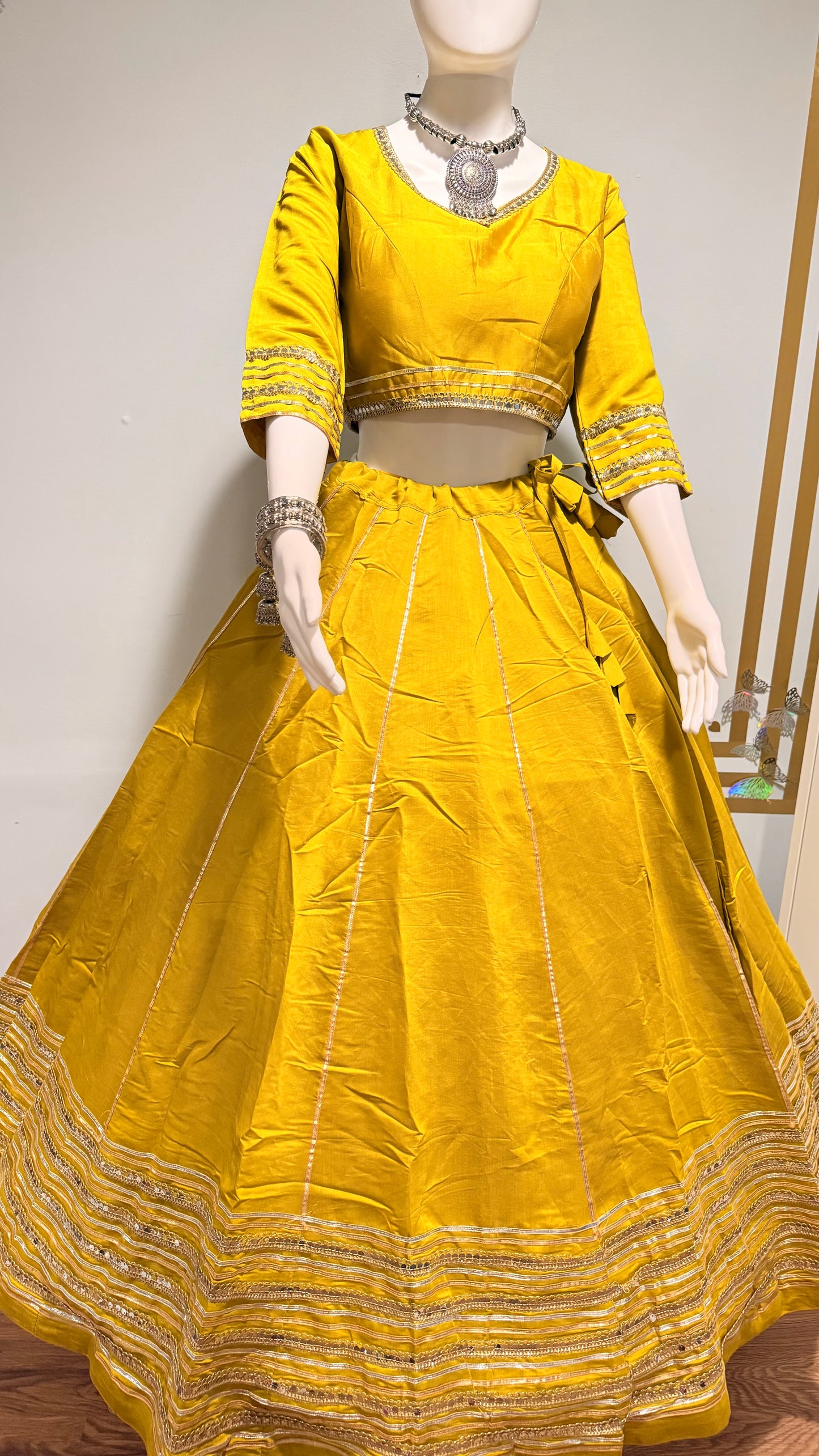 Navratri Pure roman silk chaniya choli with heavy vintage duptta