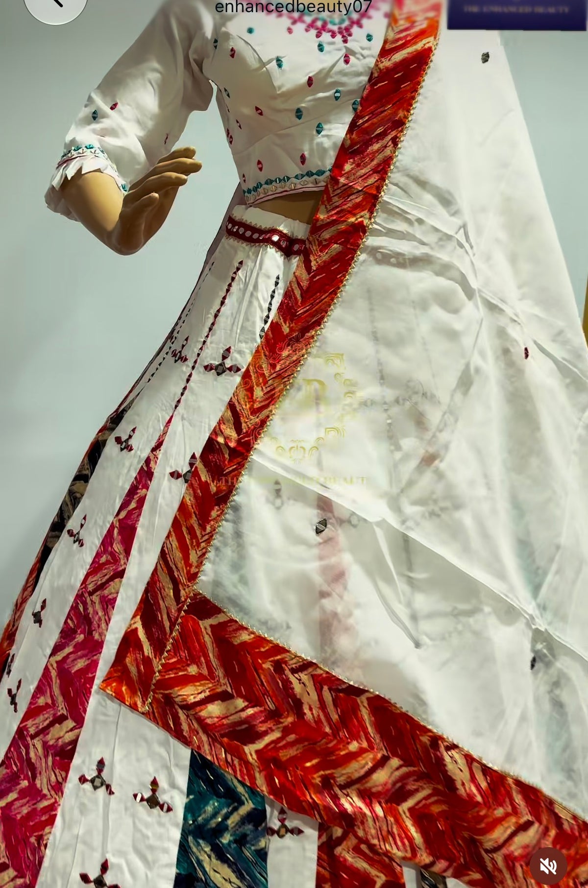 Premium Cotton Navratri Chaniya Choli - 8 Meter Flare Mirror Work Lehenga