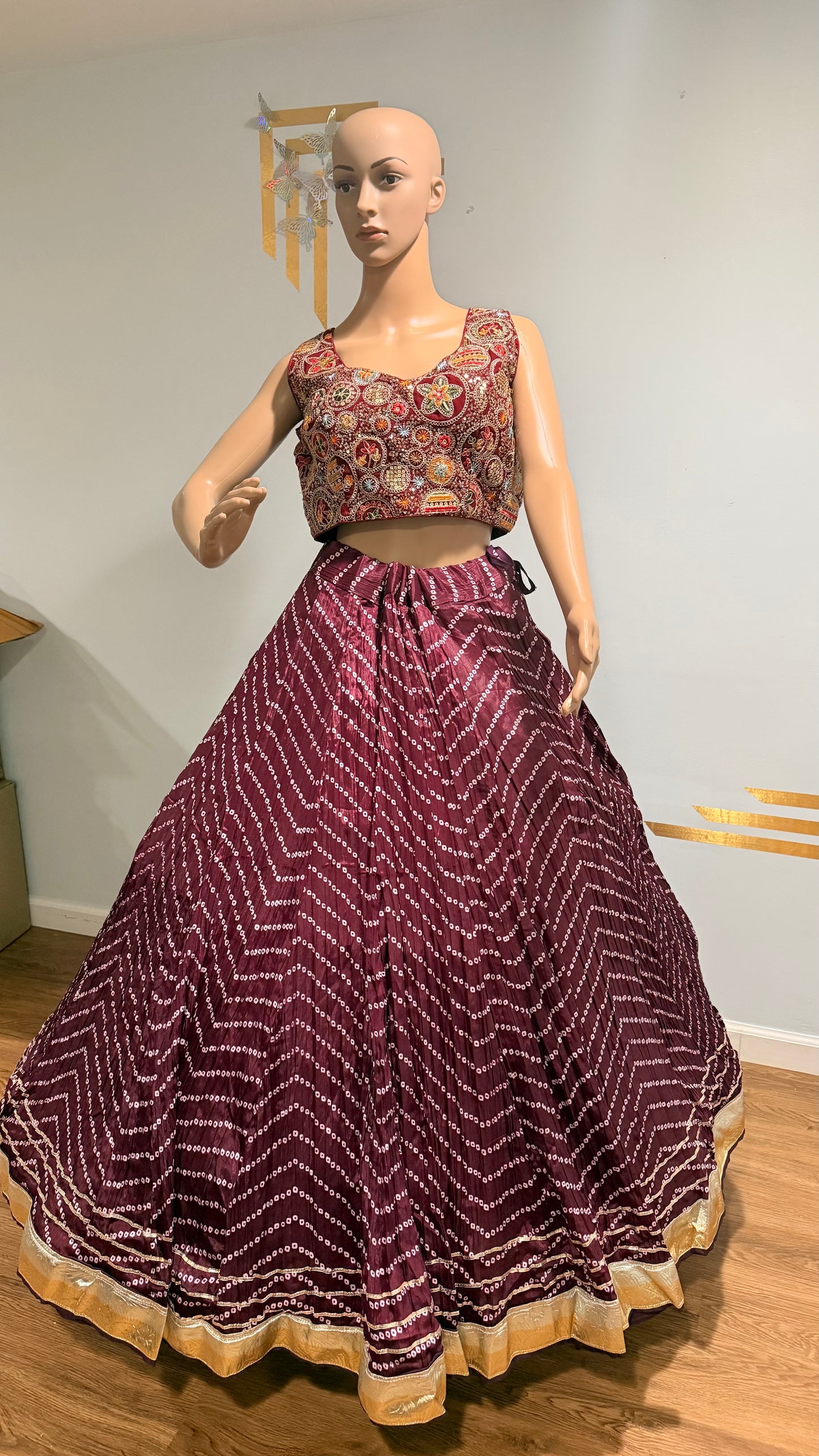 Bandhani Print Roman Silk Chaniya Choli