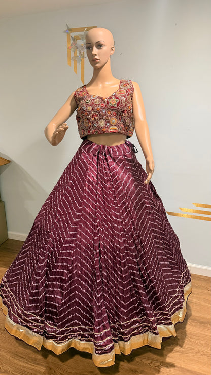 Bandhani Print Roman Silk Chaniya Choli