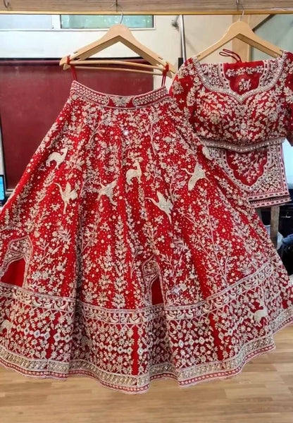 Bridal Heavy Embroidery Mirror Work Lehenga Choli Set