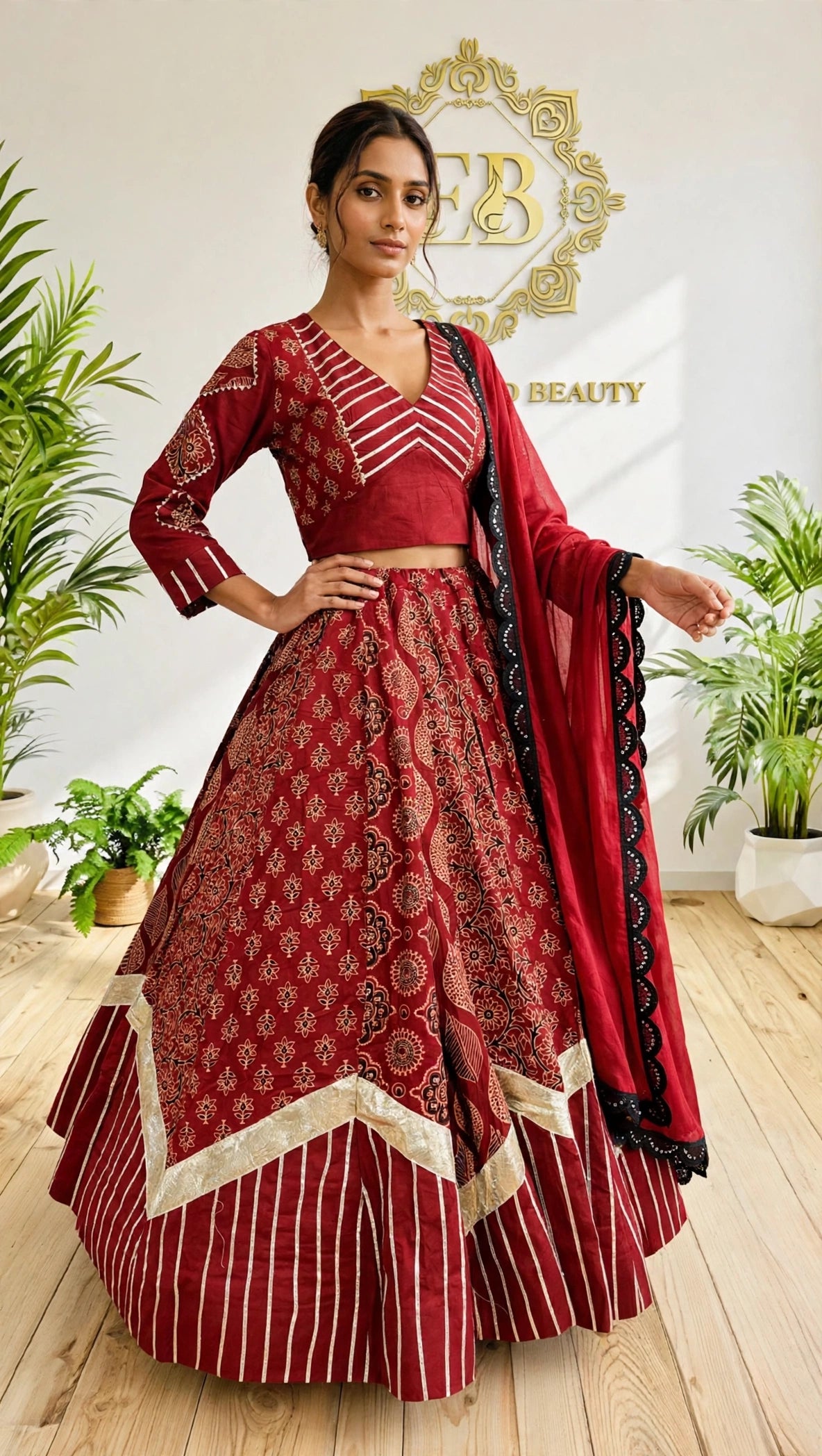 Pure Kutchhi Print Chaniya Choli with Heavy Gotta Border