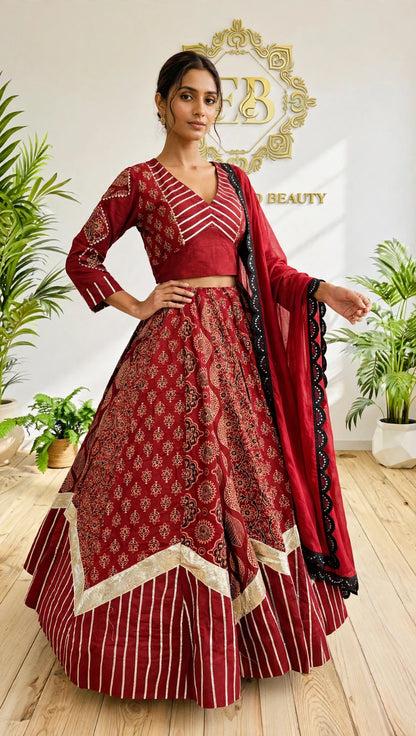 Pure Kutchhi Print Chaniya Choli with Heavy Gotta Border