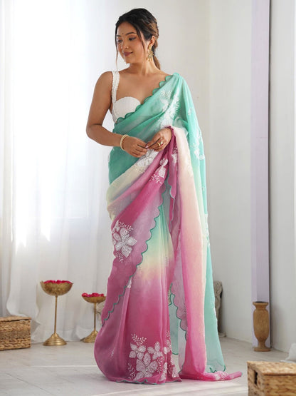 Summer friendly Shaded chiffon Saree