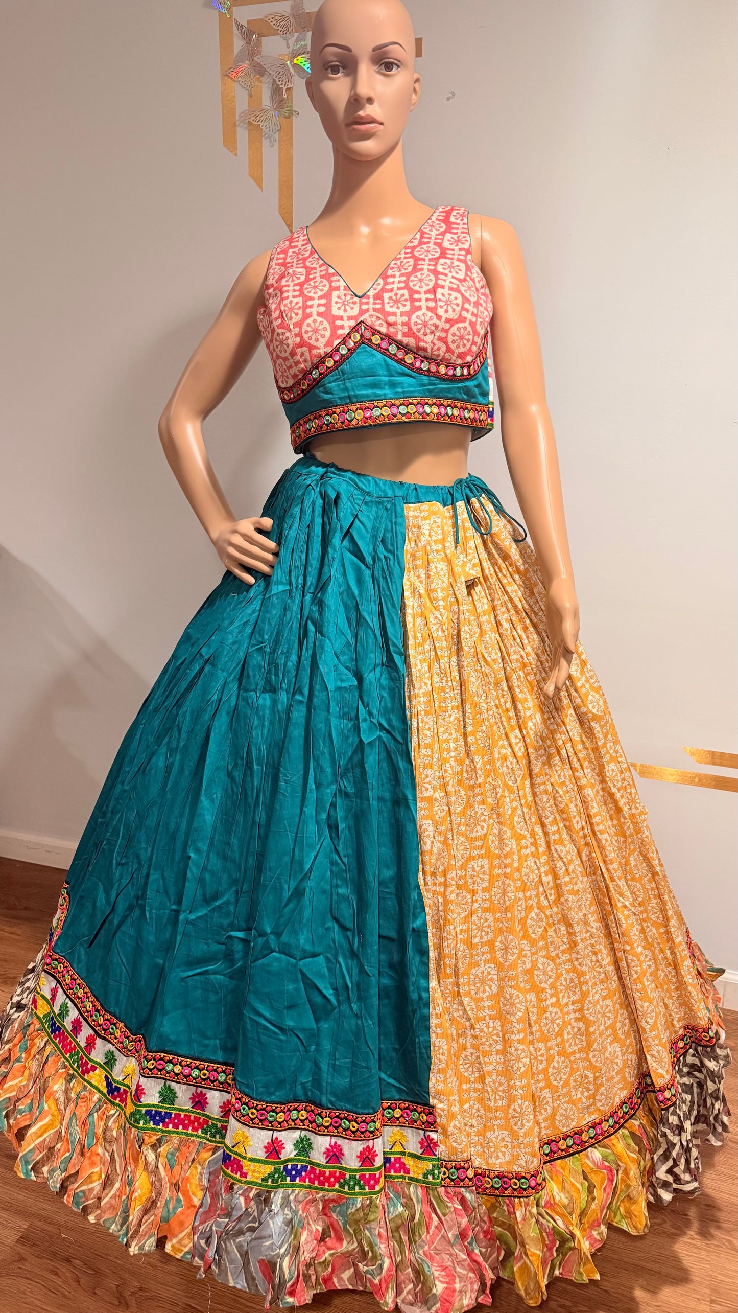 Rayon Cotton Lehenga Choli with Heavy Frill Border & Dupatta – Festive Wear