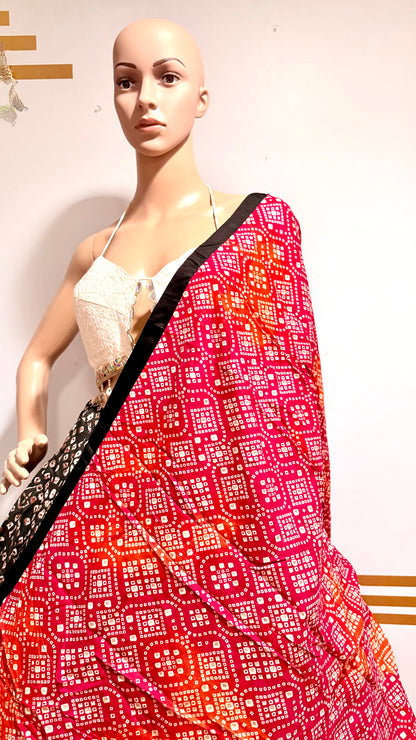 Garba Glam Black Bandhani Chaniya Choli with Designer Shell Blouse